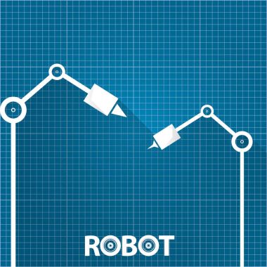 plan kağıdı arkaplan vektör robotik kol sembolü. robot el. teknoloji arka plan tasarımı