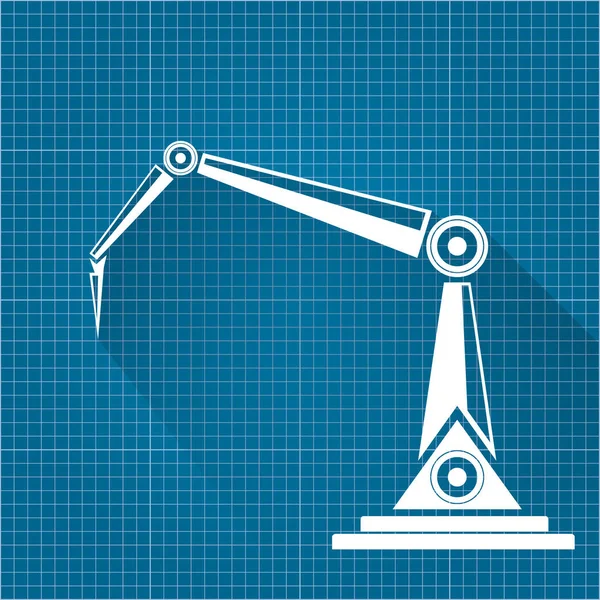 Векторний робот рука символ на фоні паперу з блакитним відбитком. рука робота. технологічний дизайн фону — стоковий вектор