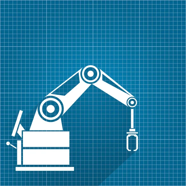 Vector brazo robótico símbolo sobre fondo de papel plano. mano de robot. tecnología de diseño de fondo — Archivo Imágenes Vectoriales