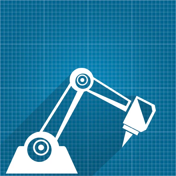 Vector robotic arm symbol on blueprint paper background. robot hand. technology background design — Stock Vector