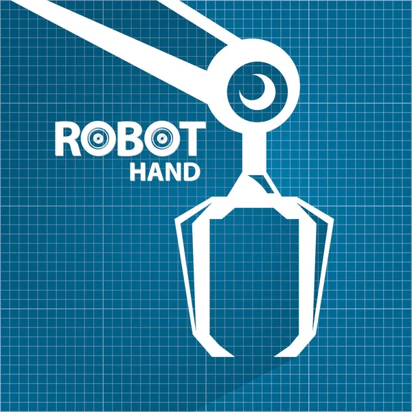 Vektor robotarm symbol på blueprint papper bakgrund. robot hand. teknik bakgrundsdesign — Stock vektor