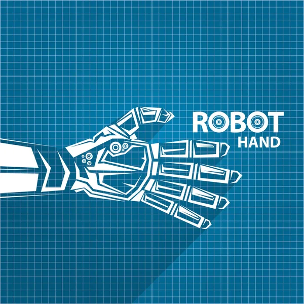 Plan kağıdı arkaplan vektör robotik kol sembolü. robot el. teknoloji arka plan tasarımı — Stok Vektör