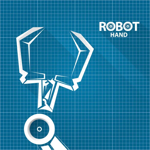 Vector brazo robótico símbolo sobre fondo de papel plano. mano de robot. tecnología de diseño de fondo — Vector de stock