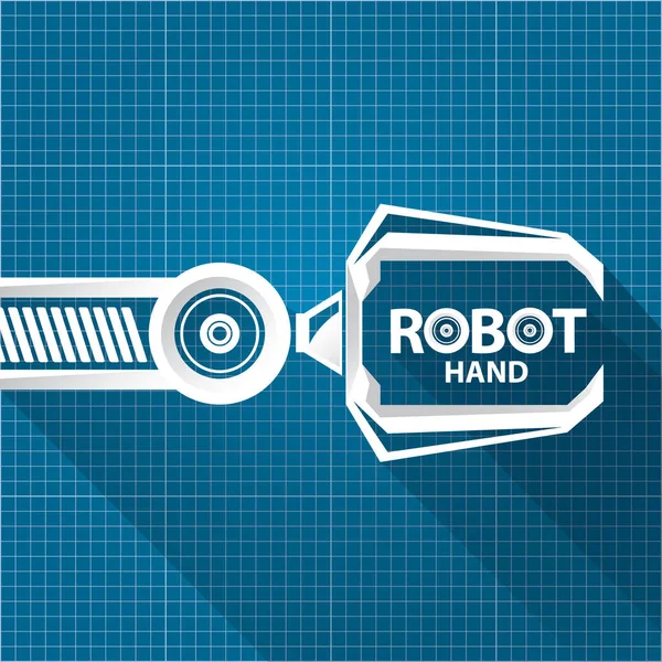 Symbol for vektorrobot-arm på bakgrunn av blåpapir. robot hånd. teknologisk bakgrunnsdesign – stockvektor