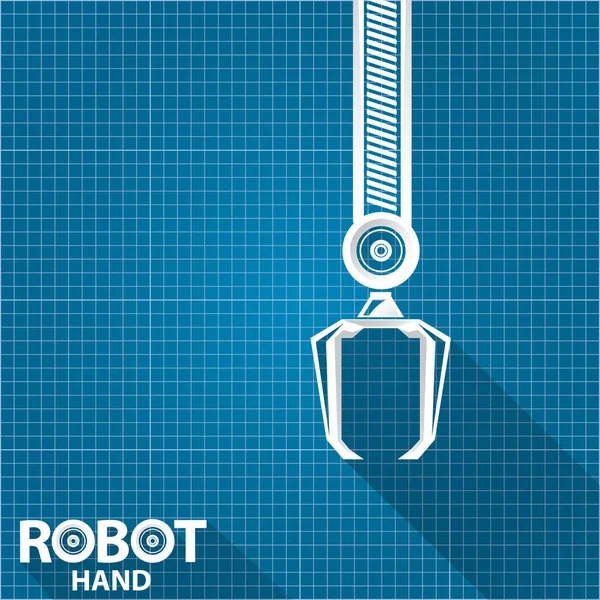 Symbole de bras robotisé vectoriel sur fond de papier plan. main robot. technologie fond conception — Image vectorielle