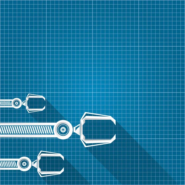 Vektor-Roboterarm-Symbol auf blauem Papier Hintergrund. Roboterhand. Technologie Hintergrunddesign — Stockvektor