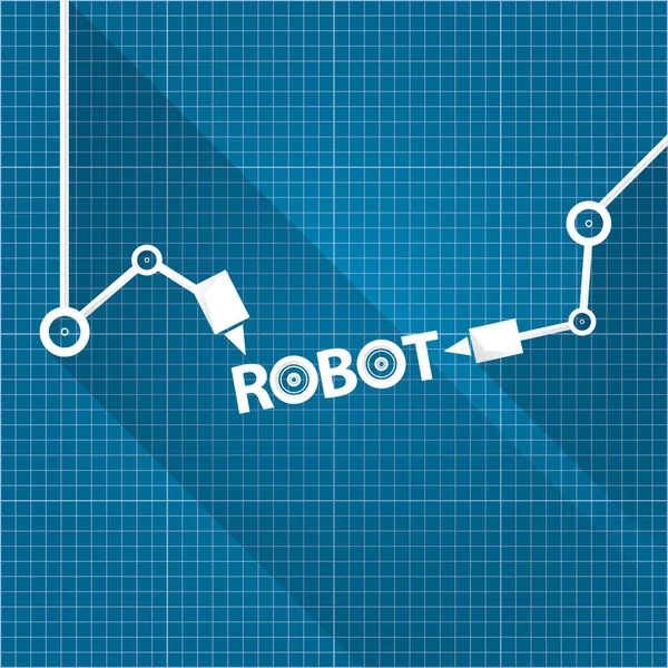 Symbole de bras robotisé vectoriel sur fond de papier plan. main robot. technologie fond conception — Image vectorielle