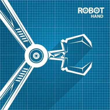 plan kağıdı arkaplan vektör robotik kol sembolü. robot el. teknoloji arka plan tasarımı