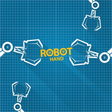 plan kağıdı arkaplan vektör robotik kol sembolü. robot el. teknoloji arka plan tasarımı