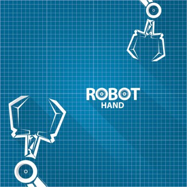 plan kağıdı arkaplan vektör robotik kol sembolü. robot el. teknoloji arka plan tasarımı