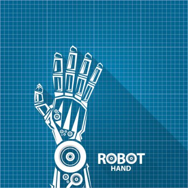 plan kağıdı arkaplan vektör robotik kol sembolü. robot el. teknoloji arka plan tasarımı