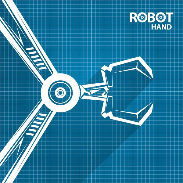 Vektor robotarm symbol på blueprint papper bakgrund. robot hand. teknik bakgrundsdesign — Stock vektor