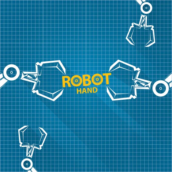 Векторний робот рука символ на фоні паперу з блакитним відбитком. рука робота. технологічний дизайн фону — стоковий вектор