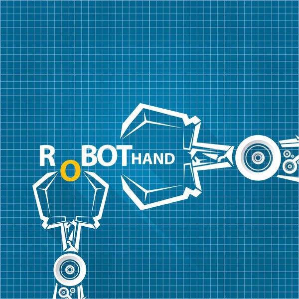 Vektor-Roboterarm-Symbol auf blauem Papier Hintergrund. Roboterhand. Technologie Hintergrunddesign — Stockvektor