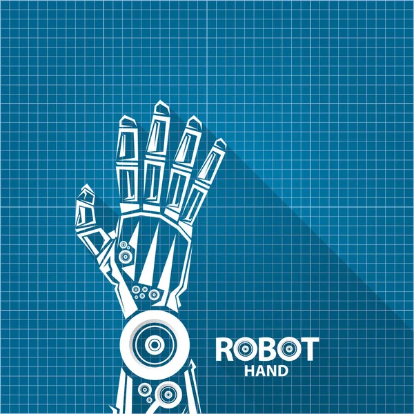 Vetor símbolo braço robótico no plano de fundo papel. mão robô. tecnologia de design de fundo — Vetor de Stock