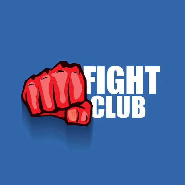Combate logo vetor clube com punho homem vermelho isolado no fundo azul. Modelo de design de artes marciais mistas MMA —  Vetores de Stock