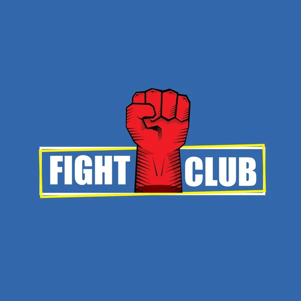 Векторный логотип бойцовского клуба с красным кулаком на синем фоне. Шаблон MMA Mixed Martial Arts — стоковый вектор