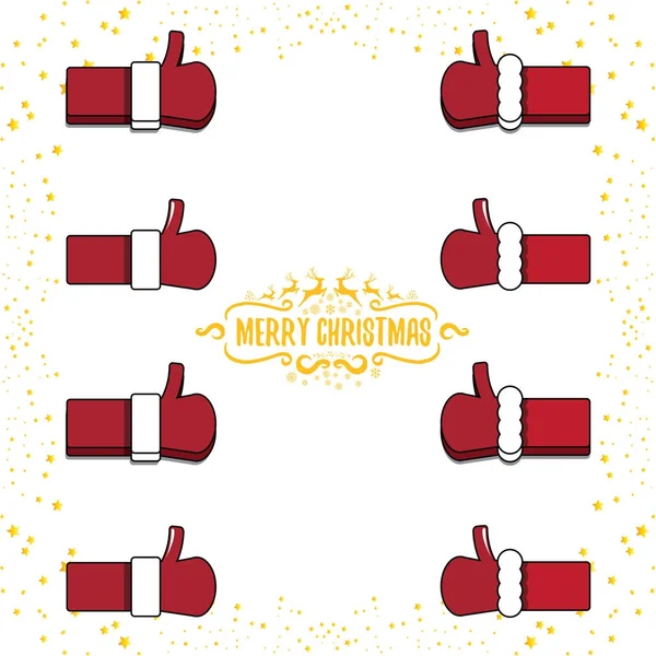 Вектор funky мультфільмів, Санта-Клауса як значок боку ізольовані на білому тлі з зірками. великі пальці вгору Санта рука символ. веселих різдвяних вітальних листівок — стоковий вектор