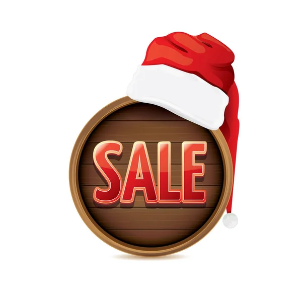흰색 배경에 고립 된 특별 한 판매 기호 태그와 빨간 산타 모자를 벡터. 메리 크리스마스 판매 라벨, 스티커, 배너 벡터 — 스톡 벡터
