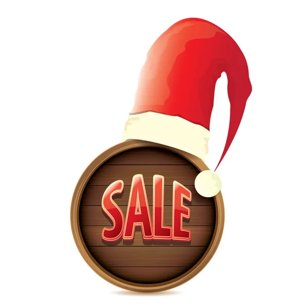 Vector red Santa hat with special sale sign tag isolated on white background. vector merry christmas sale label, sticker, banner — Stock Vector