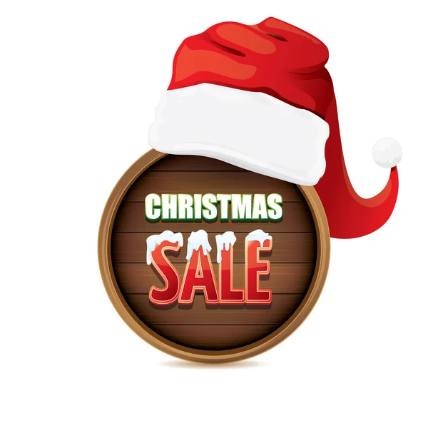 Vector red Santa hat with special sale sign tag isolated on white background. vector merry christmas sale label, sticker, banner — Stock Vector