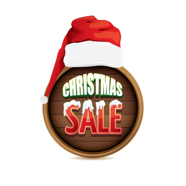 Векторная красная шляпа Санты со специальным знаком продажи изолирован на белом фоне. векторная веселая рождественская распродажа этикетка, наклейка, баннер — стоковый вектор