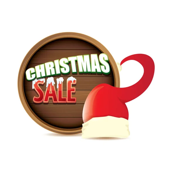 Vektor rote Weihnachtsmütze mit Sonderverkaufsschild auf weißem Hintergrund isoliert. Vektor Merry Christmas Sale Etikett, Aufkleber, Banner — Stockvektor