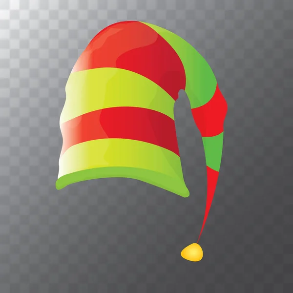 Vetor funky vermelho e verde despojado desenho animado natal elfo chapéu isolado em fundo transparente. vetor crianças colorido elfo chapéu ícone ou rótulo. Natal elemento de design decorativo — Vetor de Stock