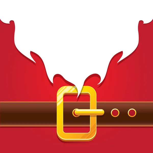 Vector χαρούμενα Χριστούγεννα κλασικό κόκκινο γελοιογραφία φόντο με λευκή γενειάδα santa claus, τη ζώνη και χρυσή αγκράφα. διάνυσμα banner, φυλλάδιο ή αφίσα φόντο Χριστούγεννα με αντίγραφο χώρου — Διανυσματικό Αρχείο