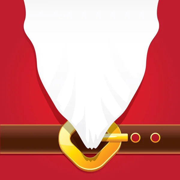 Vector feliz Navidad clásico fondo de dibujos animados rojos con barba blanca de Santa Claus, cinturón y hebilla de oro. banner de navidad vectorial, volante o cartel de fondo con espacio de copia — Archivo Imágenes Vectoriales