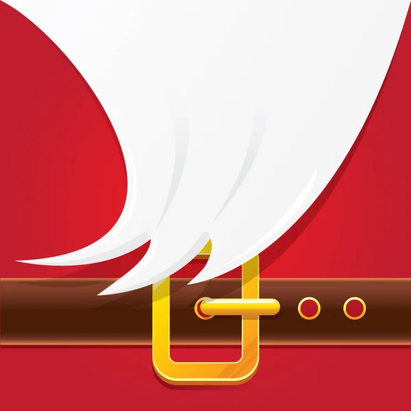 Vector χαρούμενα Χριστούγεννα κλασικό κόκκινο γελοιογραφία φόντο με λευκή γενειάδα santa claus, τη ζώνη και χρυσή αγκράφα. διάνυσμα banner, φυλλάδιο ή αφίσα φόντο Χριστούγεννα με αντίγραφο χώρου — Διανυσματικό Αρχείο