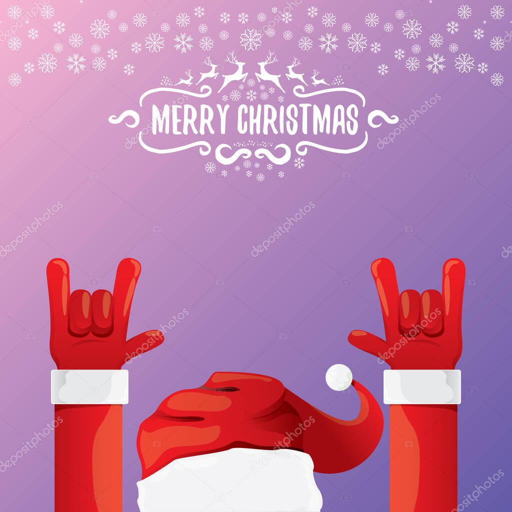 vector de dibujos animados rock n roll Santa Claus con texto de saludo