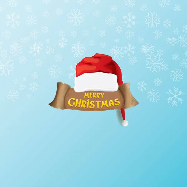 Vektor Vintage funky Cartoon Weihnachtsmann wie Hand-Symbol auf blauem Hintergrund mit Schneeflocken. Daumen hoch Weihnachtsmann Hand Symbol. Vektor frohe Weihnachten Grußkarte, Flyer, Banner oder Poster Hintergrund — Stockvektor