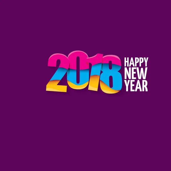 2018 Happy new year creative design numbers and greeting text isolated on violet background. — Stock Vector