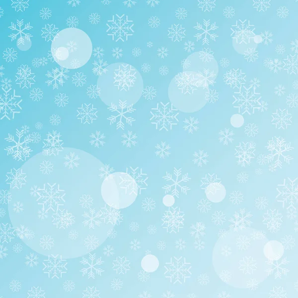 Vector winter Christmas seamless pattern with snowflakes on blue background. Winter backdrop or layout design — Stock Vector