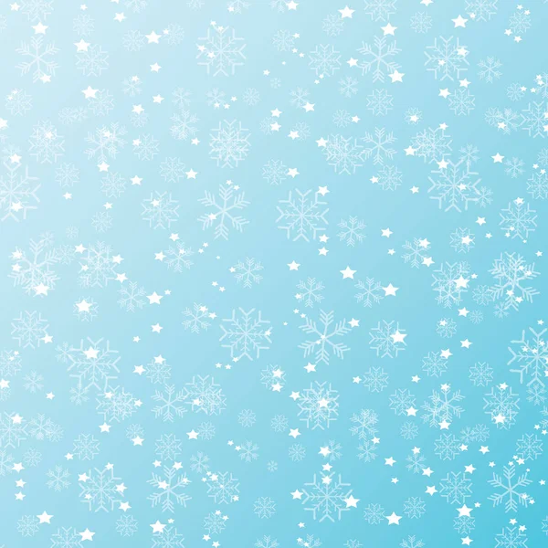 Vektor Winter Weihnachten nahtlose Muster mit Schneeflocken auf blauem Hintergrund. Winterkulisse oder Layout-Design — Stockvektor