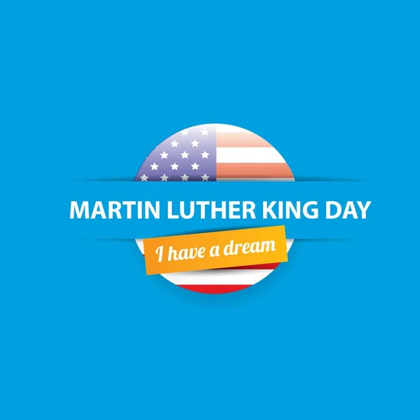 Vector Martin Luther King Jr día nosotros etiqueta engomada o etiqueta aislada sobre fondo azul. Martin Luther King Jr día vector de fondo — Vector de stock
