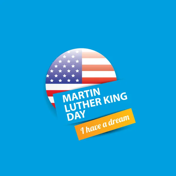 Martin Luther King Jr gün bize vektör etiket veya etiket üzerinde mavi arka plan izole. Martin Luther King Jr gün vektör arka plan — Stok Vektör