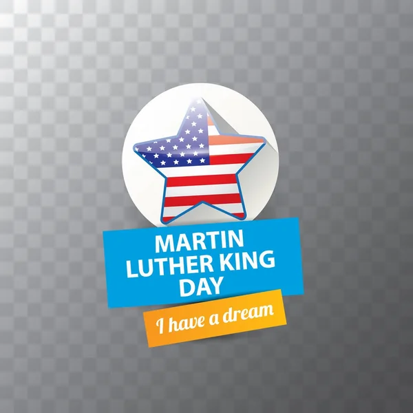 Vector Martin Luther King Jr día pegatina o etiqueta aislada sobre fondo transparente. Martin Luther King Jr día vector de fondo — Vector de stock