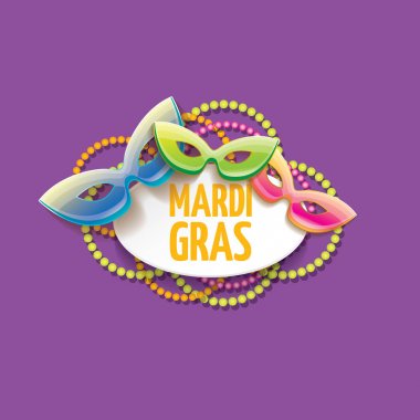 Yeni orleans mardi gras vektör arka plan karnaval maskesi ve metin ile vektör. vektör mardi gras partisi veya yağ Salı mor poster tasarım şablonu