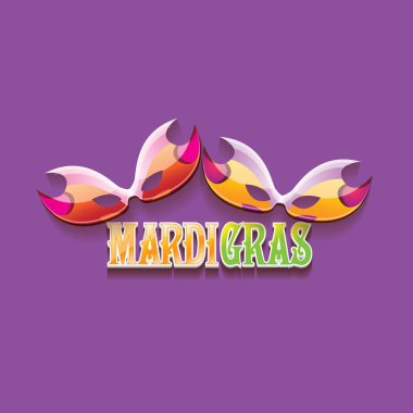 Yeni orleans mardi gras vektör arka plan karnaval maskesi ve metin ile vektör. vektör mardi gras partisi veya yağ Salı mor poster tasarım şablonu