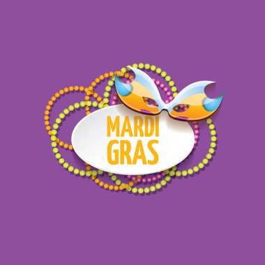 Yeni orleans mardi gras vektör arka plan karnaval maskesi ve metin ile vektör. vektör mardi gras partisi veya yağ Salı mor poster tasarım şablonu