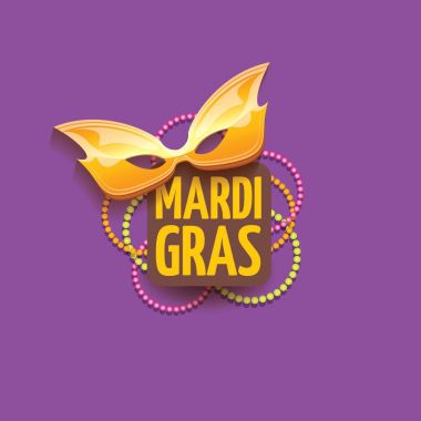 Yeni orleans mardi gras vektör arka plan karnaval maskesi ve metin ile vektör. vektör mardi gras partisi veya yağ Salı mor poster tasarım şablonu