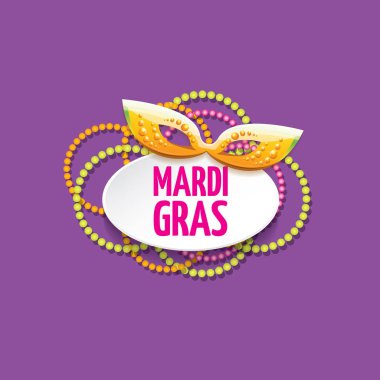 Yeni orleans mardi gras vektör arka plan karnaval maskesi ve metin ile vektör. vektör mardi gras partisi veya yağ Salı mor poster tasarım şablonu