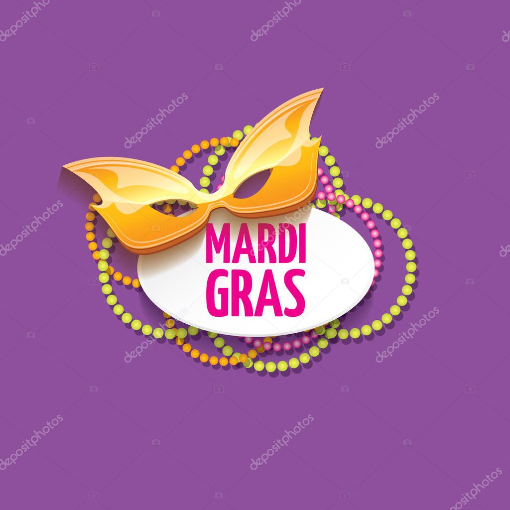 Vector new orleans mardi gras vector background with carnival mask and text. vector mardi gras party or fat tuesday purple poster design template with space for text