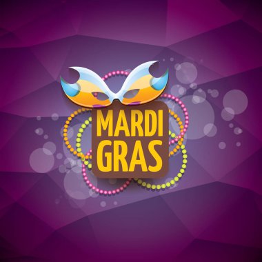 Yeni orleans mardi gras Menekşe vektör arka plan bulanıklık ışıklar, karnaval maskesi ve metin ile vektör. vektör mardi gras partisi veya yağ Salı mor poster tasarım şablonu
