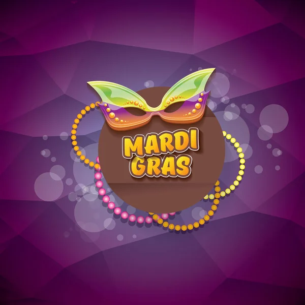 Vector new orleans mardi gras vector violet background with blur lights, carnival mask and text. vector mardi gras party or fat tuesday purple poster design template — Stock Vector