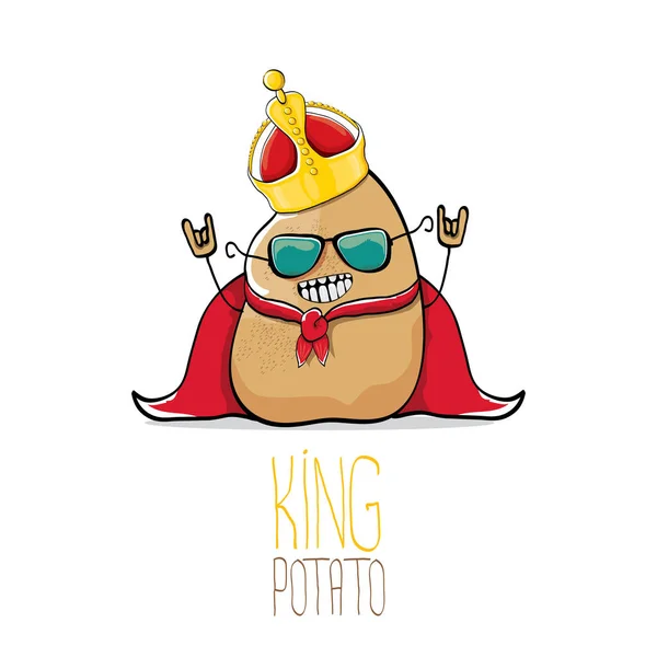 Διάνυσμα αστείο καρτούν δροσερό χαριτωμένο καφέ χαμογελώντας βασιλιάς πατάτας — Διανυσματικό Αρχείο
