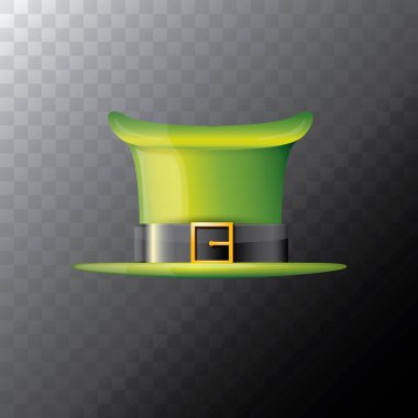 saint patricks günü yeşil parlak şapka yonca şeffaf arka plan üzerinde izole vektör. vektör vintage cin yeşil çizgi film şapka