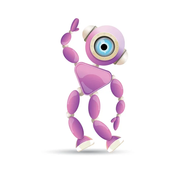 पांढरा पार्श्वभूमीवर वेगळे वेक्टर मजेदार कार्टून जांभळा अनुकूल रोबोट वर्ण. मुले 3 डी रोबोट टॉय. चॅट बॉट चिन्ह — स्टॉक व्हेक्टर